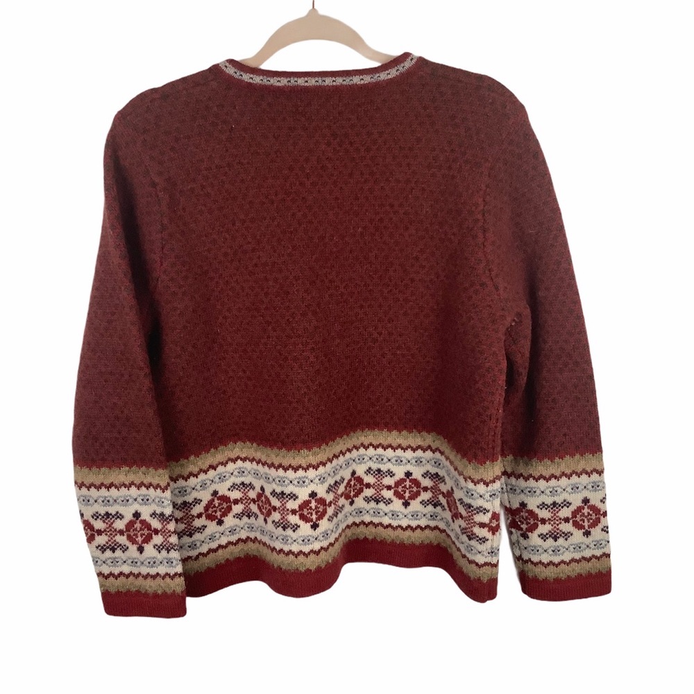 Vintage Cambridge Dry Goods 100% Wool Cardigan Sweater Women Small Red Aztec - Picture 3 of 4